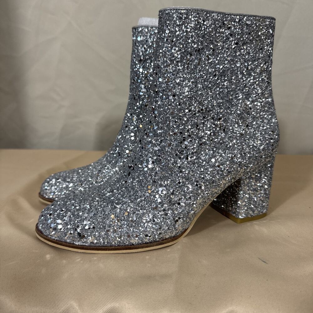 Hey Girl by Corkys Dazzle Dazzle Boots Womens Silver Glitter Block Heel Mcbling